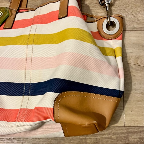Coach Hadley Multistripe Duffle Tote Shoulder Bag Canvas & Leather main image 5